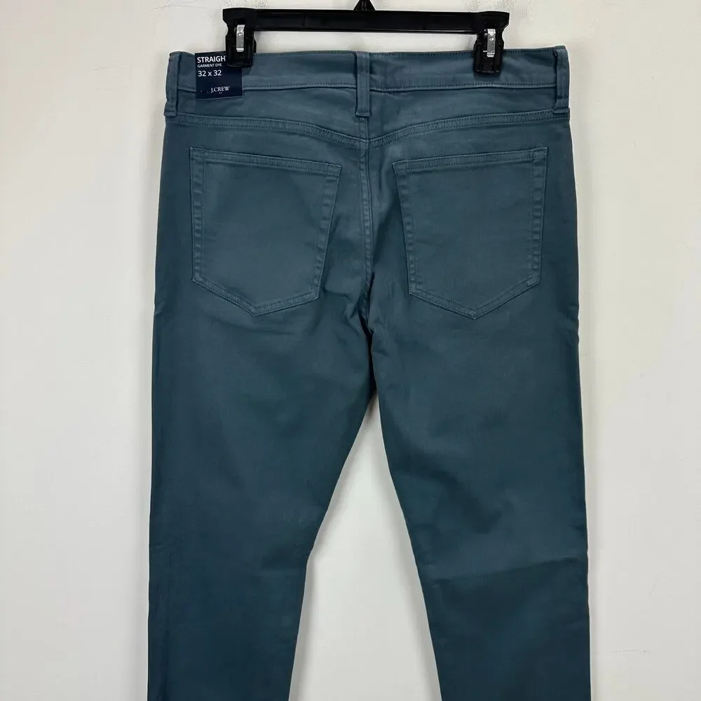J.Crew Straight Fit Garment Dyed Five Pocket Pant Opal Blue Mens W 32 L 32 NWT